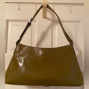 Vintage 90’s hobo leather shoulder bag - moss green